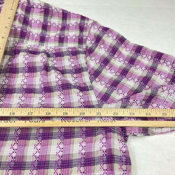 Tommy Bahama Mens Embroidered Button Down Shirt Plaid Short Sleeve Top LARGE - Picture 9 of 10